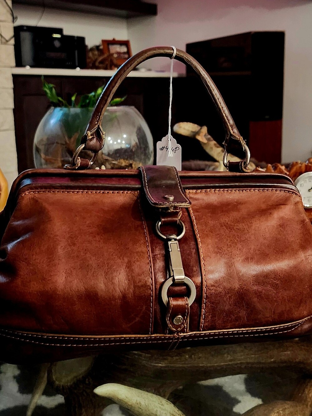 Vintege Brown Leather Doctor-Style Handbag